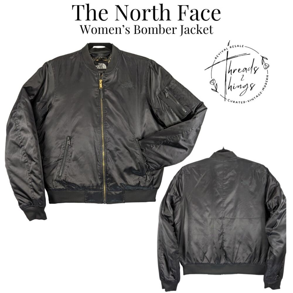 North Face Bomber Jacket Women S Black Athleisure Preppy Stylish Cozy Outerwear‎